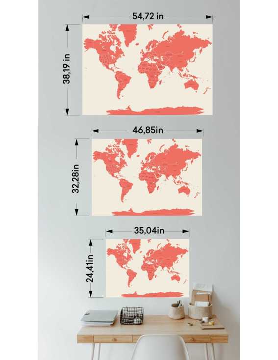 printed world map english