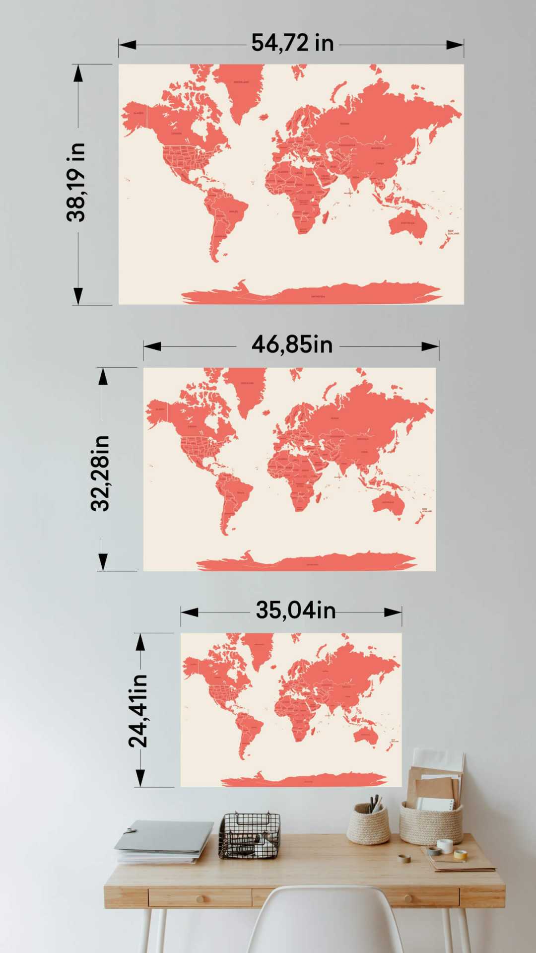 mapamundi poster decoracion regalo mapas mediano en inglés