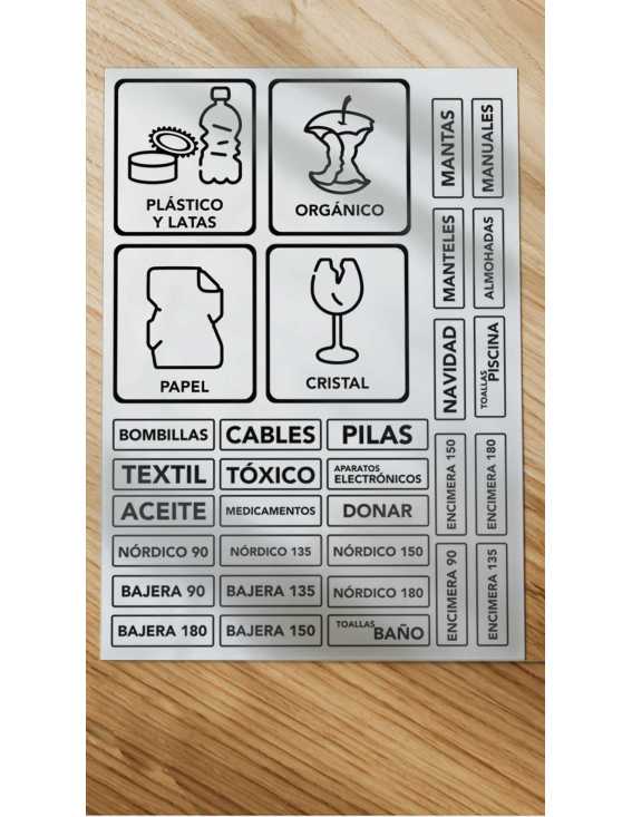 etiquetas reciclaje elegantes  para cubos