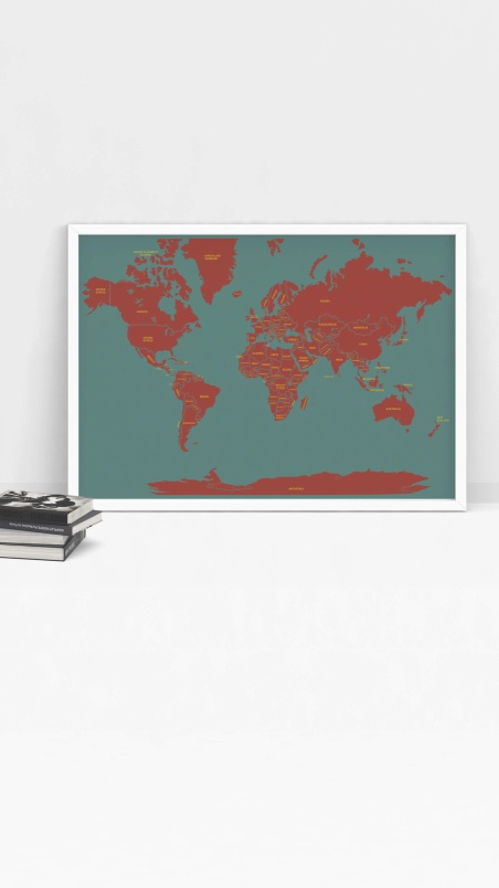 nice printed world map small customizable