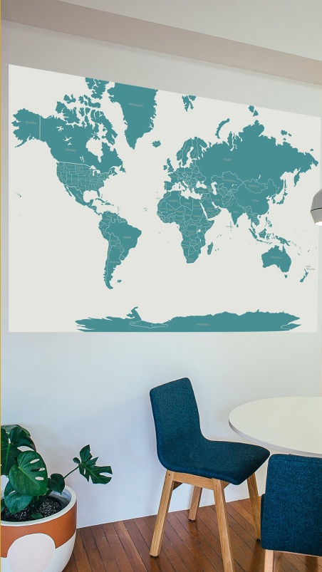 printed world map english