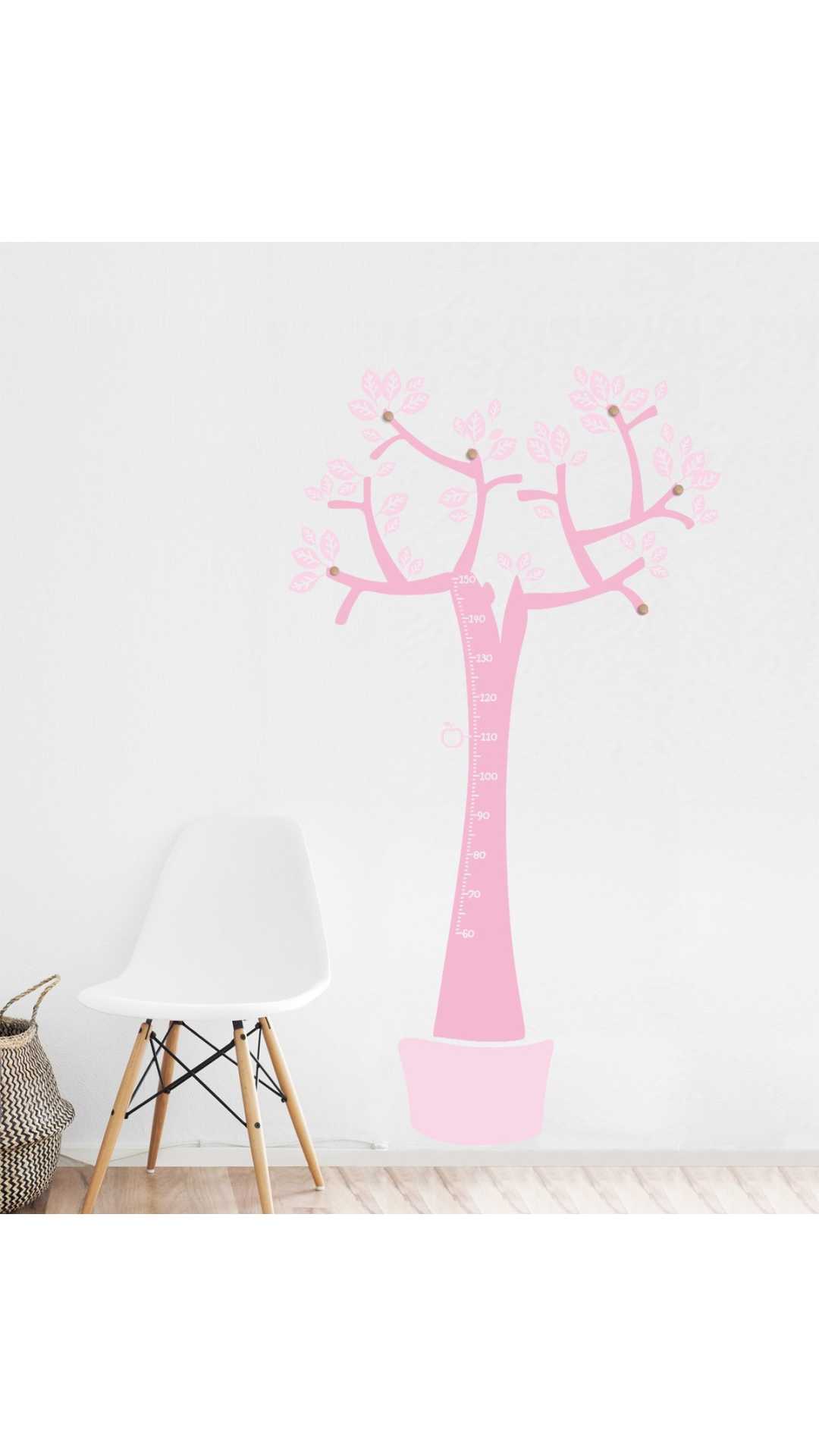 Arbol perchero medidor bicolor decoración singular rosa
