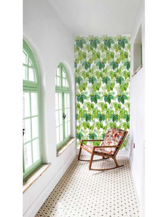 hojas verdes papel pintado