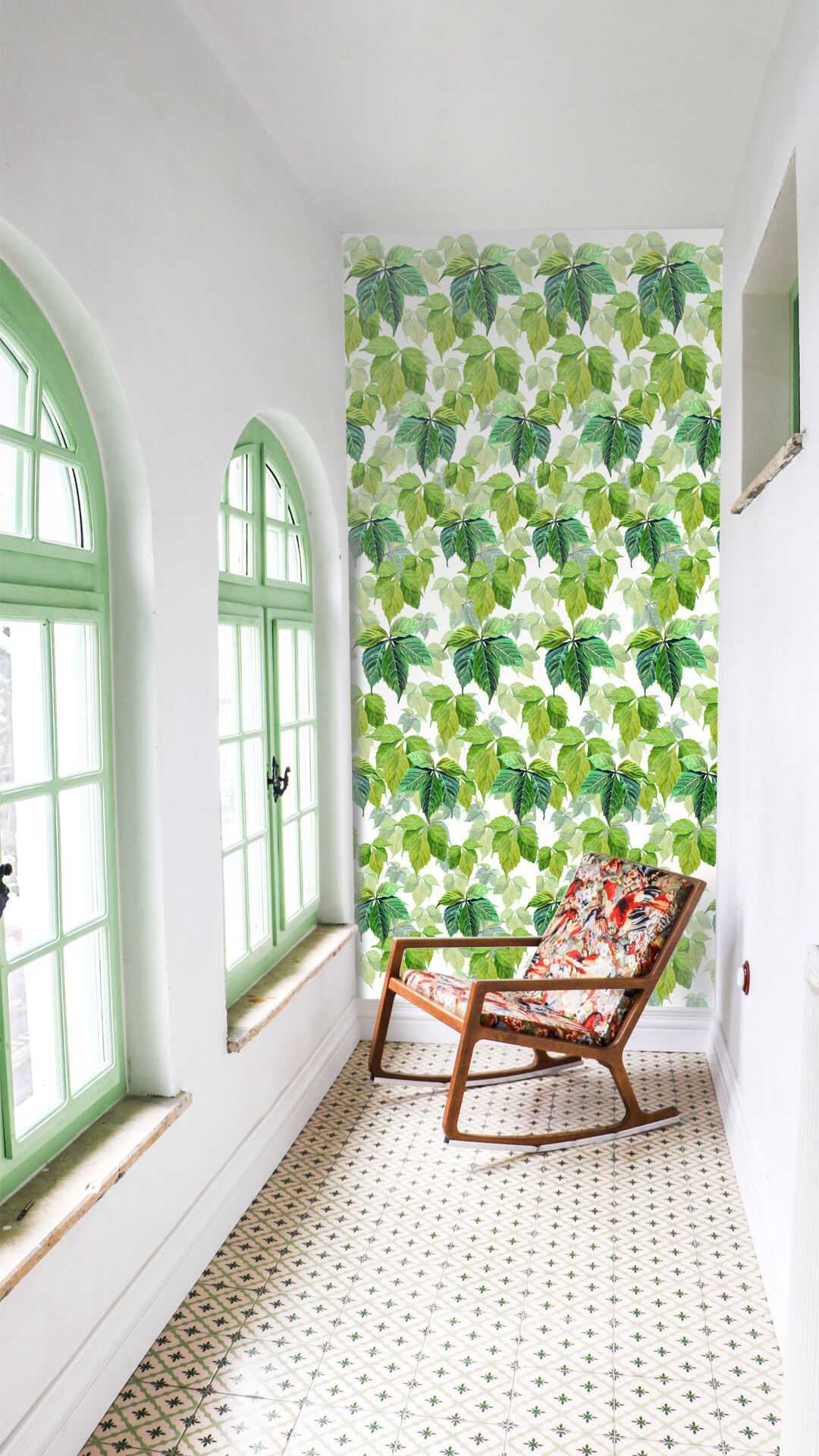 hojas verdes papel pintado