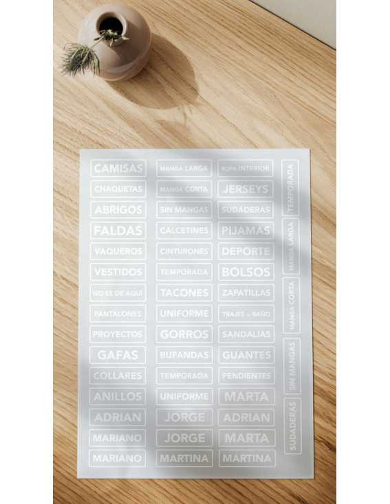 TDAH autoadhesive labels for low vision closet