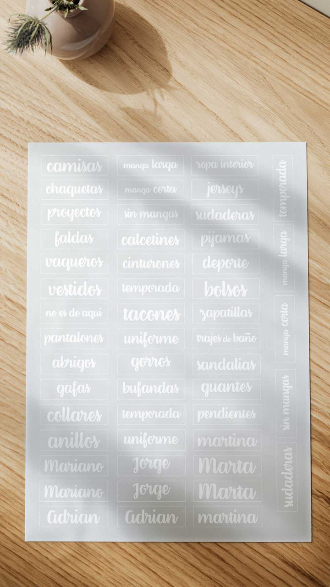 TDAH autoadhesive labels lettering closet