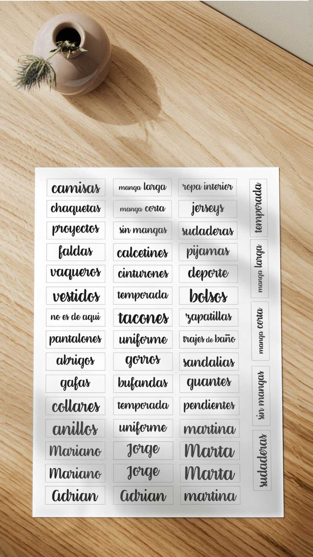 TDAH autoadhesive labels lettering closet