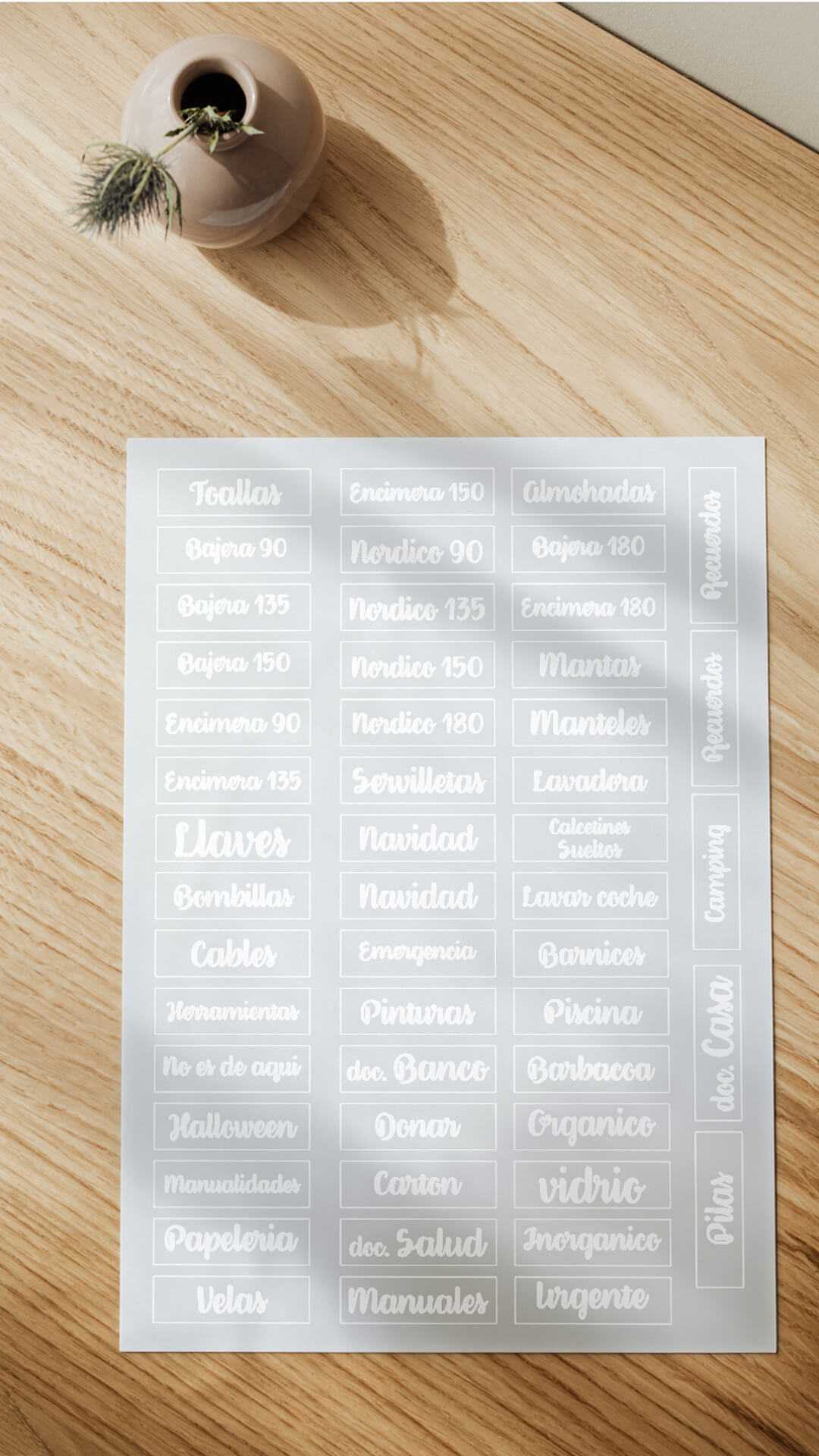 etiquetas TDAH adhesivas lettering Orden en casa