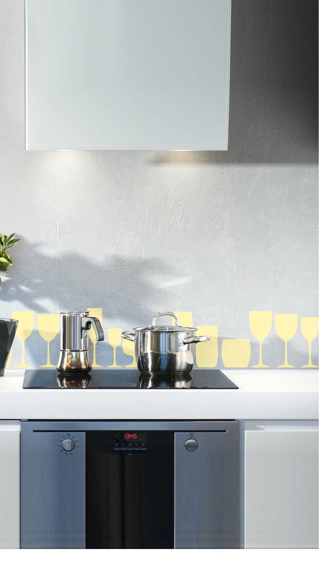 kitchen decor drinking glasses frieze