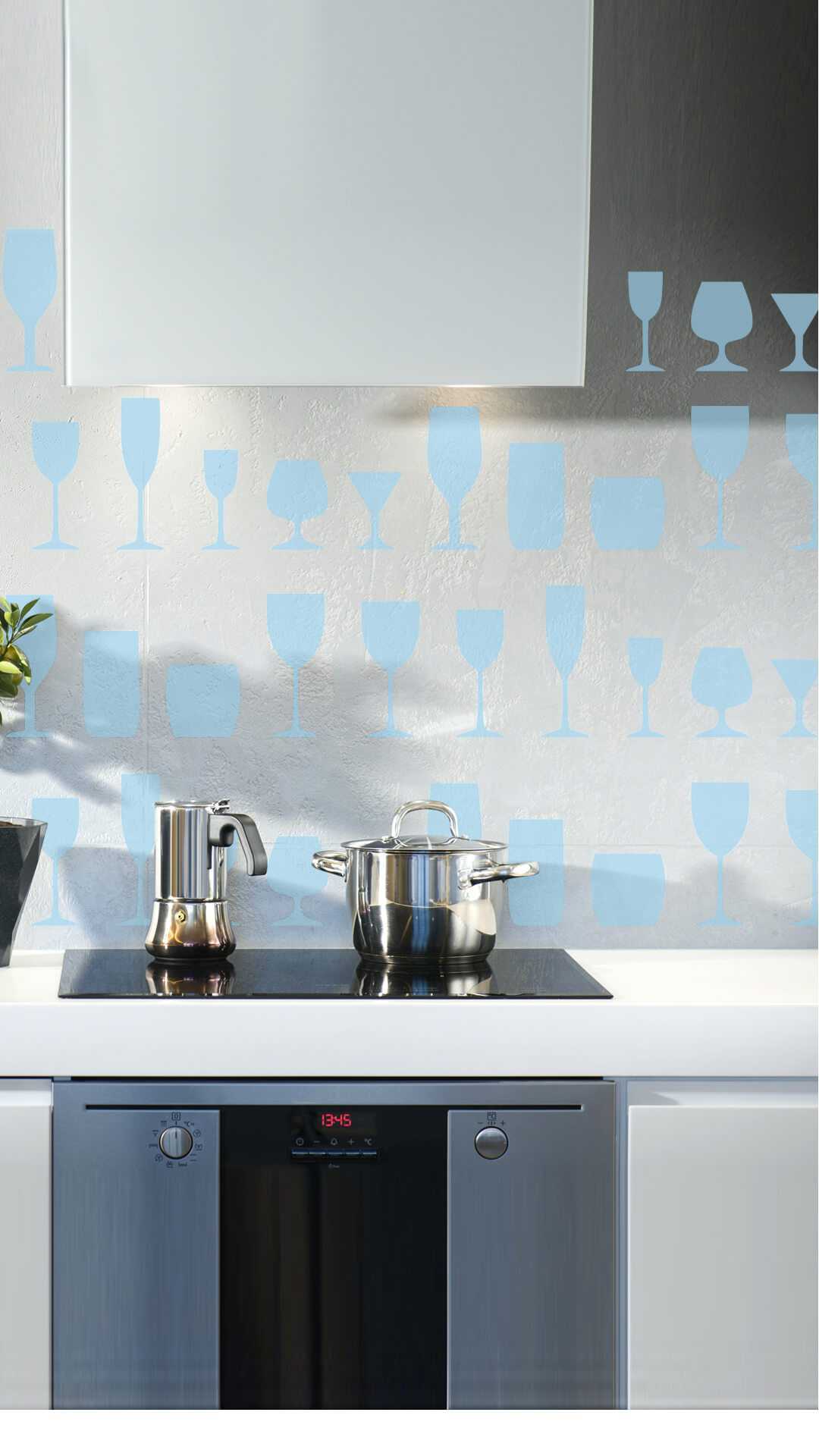 kitchen decor drinking glasses frieze