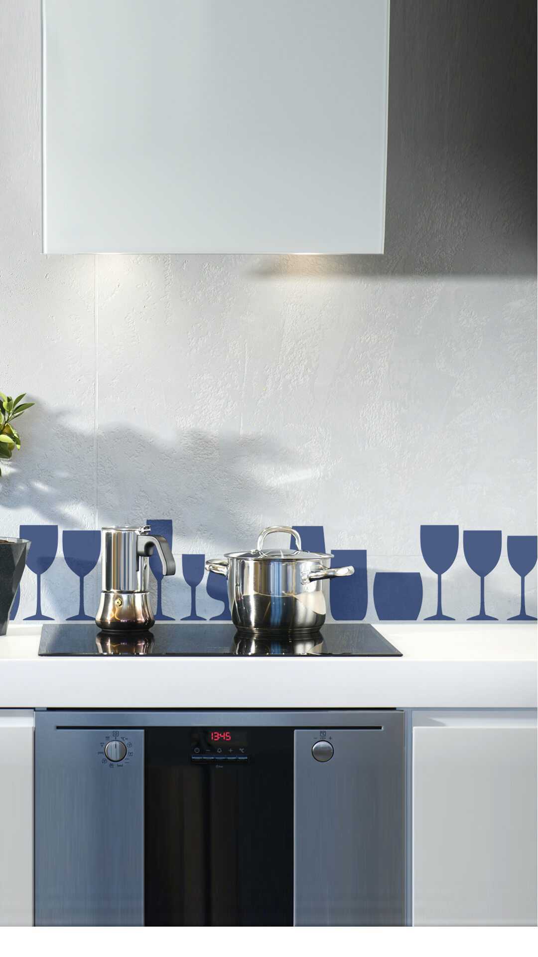 kitchen decor drinking glasses frieze