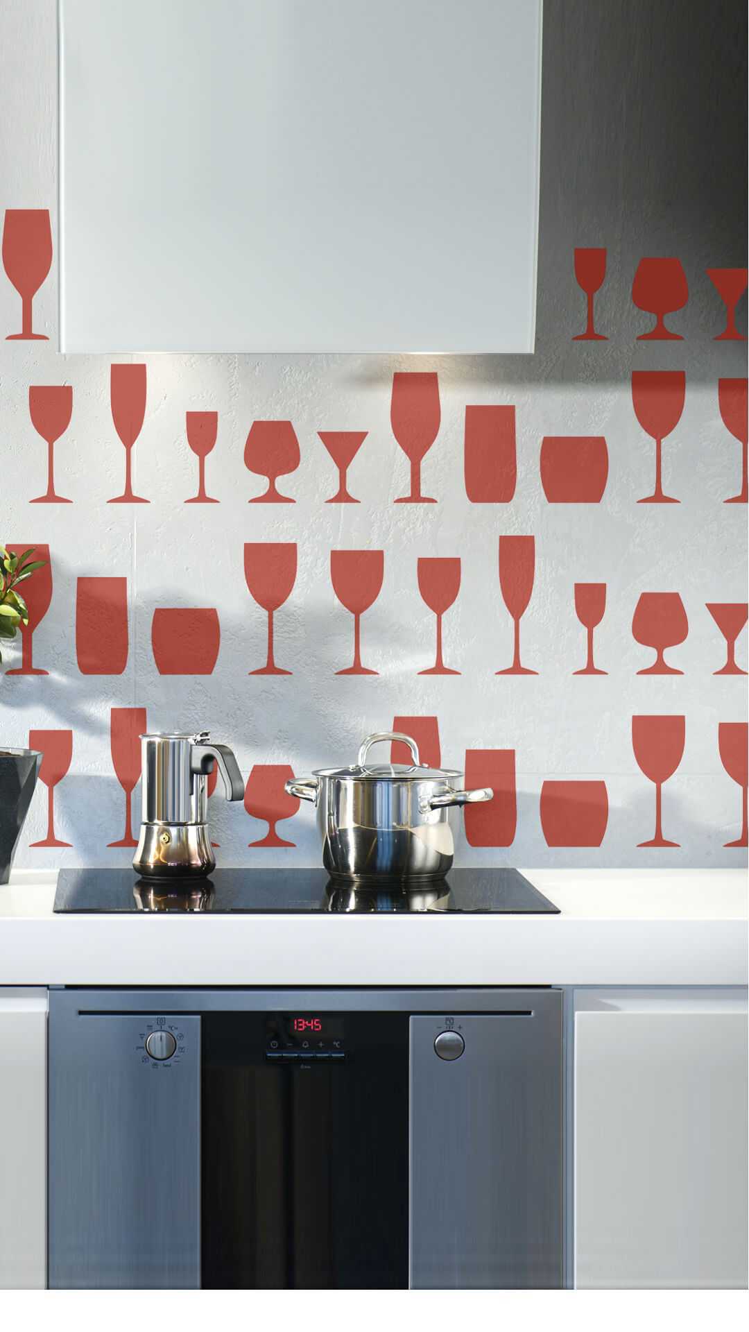 kitchen decor drinking glasses frieze