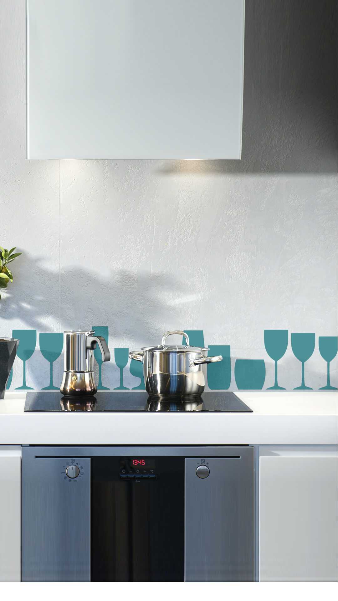 kitchen decor drinking glasses frieze