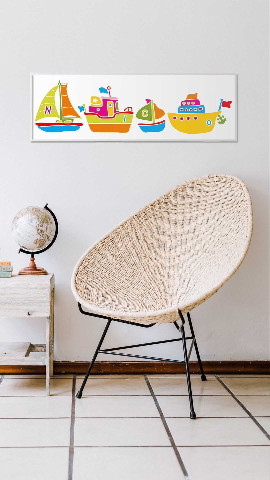 personalized wall art kids boats