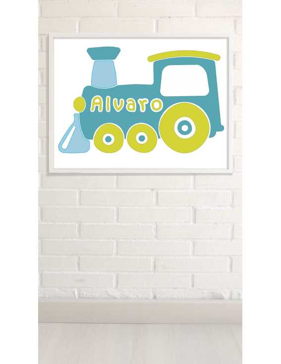 personalized wall art kids train