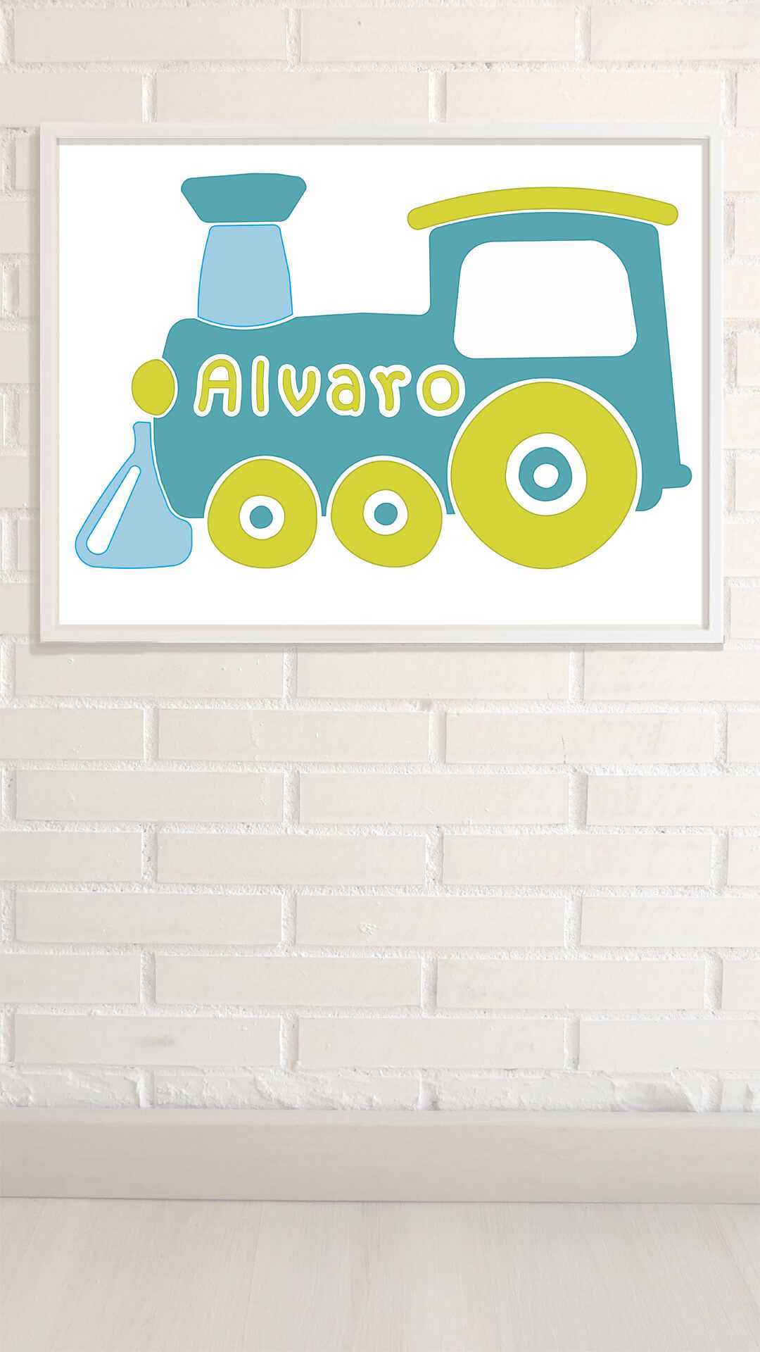 personalized wall art kids train
