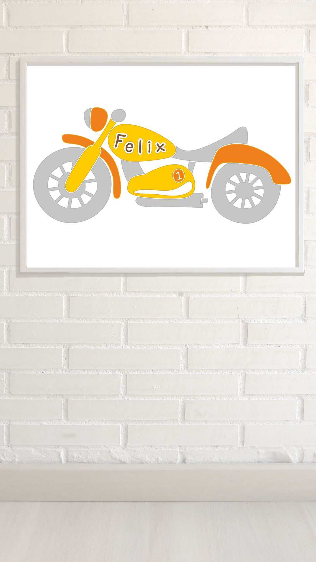 wall art kids bike with name